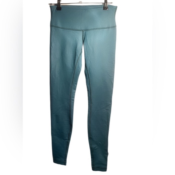 Lululemon Wunder Under Pant III Forage Teal / White Athleisure Yoga legging 4 - Picture 2 of 3